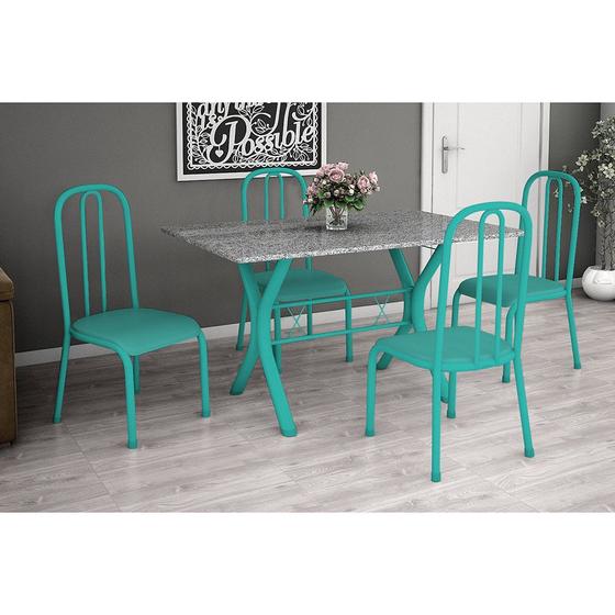 Imagem de Conjunto de Mesa Miame 110 cm com 4 Cadeiras Madri Verde Piscina