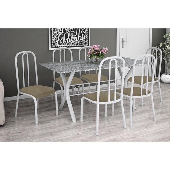 Imagem de Conjunto de Mesa Miame 150 cm com 6 Cadeiras Madri Branco e Vogue