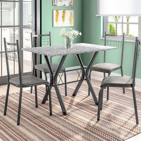 Imagem de Conjunto de Mesa Miame com 4 Cadeiras Lisboa Preto e Vegetale