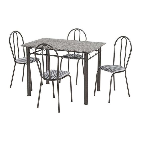 Imagem de Conjunto de Mesa Monique com 4 Cadeiras Craqueado Preto Listrado