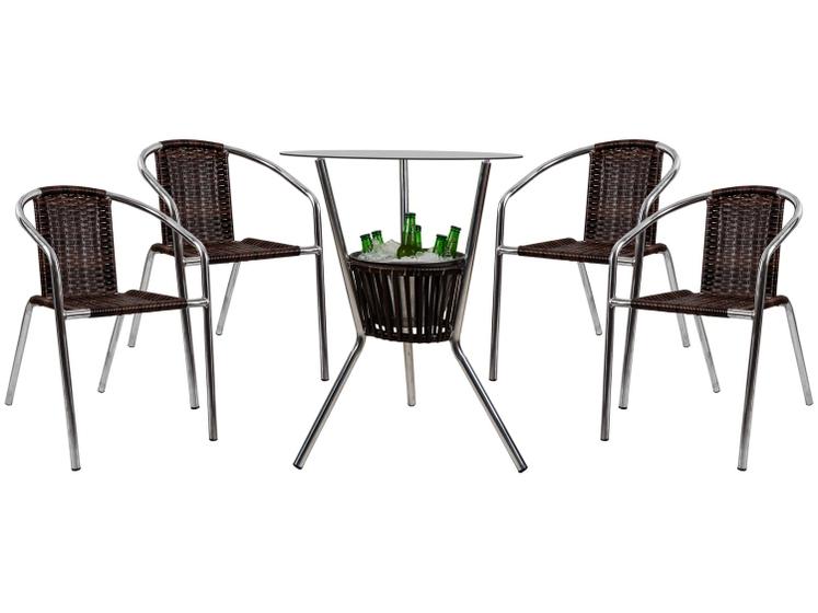 Conjunto de Mesa para Área Externa de Fibra - com 4 Cadeiras Alegro Móveis CJMB40199 Imagem de Conjunto de Mesa para Área Externa de Fibra