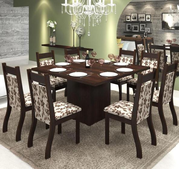 Imagem de Conjunto De Mesa Para Sala De Jantar Criciuma Com 8 Cadeiras