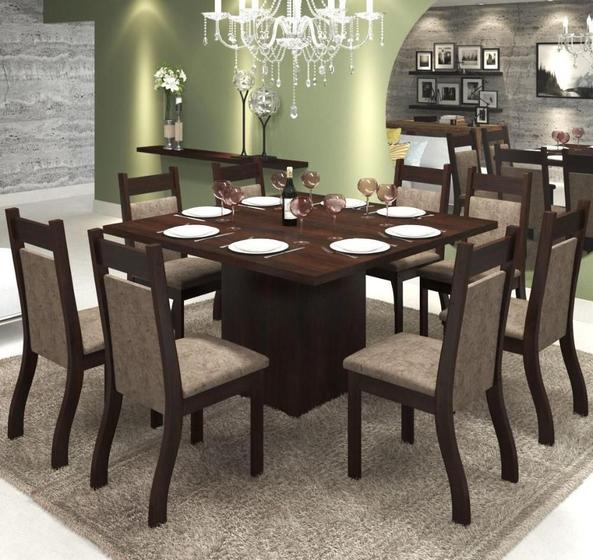 Imagem de Conjunto De Mesa Para Sala De Jantar Criciuma Com 8 Cadeiras