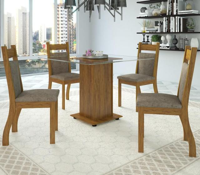 Imagem de Conjunto De Mesa Para Sala De Jantar Sharon Com Vidro 4 Cadeiras