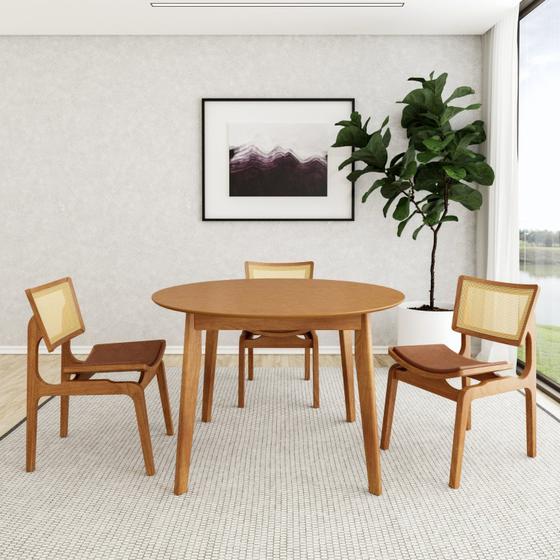 Imagem de Conjunto de Mesa Redonda Tarsila Yescasa com 4 Cadeiras Verônica Espresso Móveis