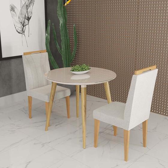 Imagem de Conjunto de Mesa Redonda Veneza Com Vidro e 2 Cadeiras Onix