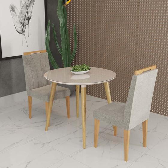 Imagem de Conjunto de Mesa Redonda Veneza Com Vidro e 2 Cadeiras Onix