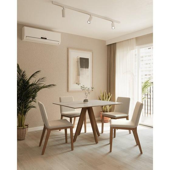 Imagem de Conjunto de Mesa Retangular com Vidro Laqueado 120x90cm e 4 Cadeiras Barcelona