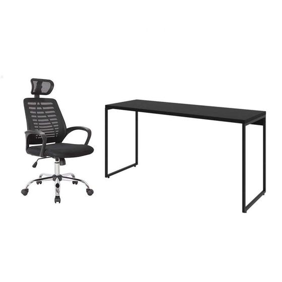 Imagem de Conjunto de Mesa Studio 150 cm com Cadeira de Escritório Diretor Giratória Light Preta