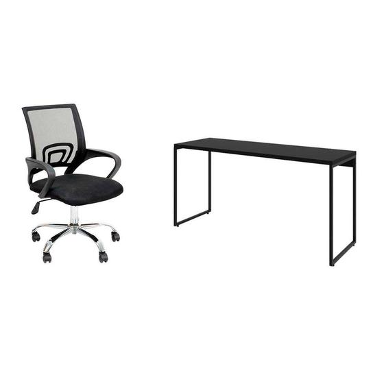 Imagem de Conjunto de Mesa Studio 150 cm com Cadeira de Escritório Secretária Giratória Javix Preta