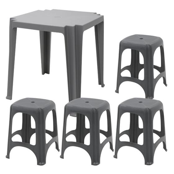 Imagem de conjunto de mesa tambau cinza 4 banquetas icarai tramontina