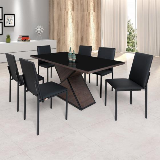 Imagem de Conjunto de Mesa Tampo BP 160cm e 6 Cadeiras Dubai Egito Ciplafe