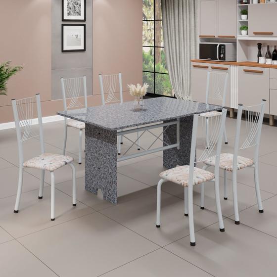 Imagem de Conjunto de Mesa Tampo de Granito Ocre com 6 Cadeiras Lorena Yescasa