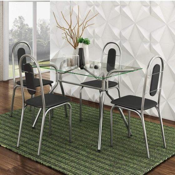 Imagem de Conjunto de Mesa Tampo Vidro com 4 Cadeiras Aquila Novabras