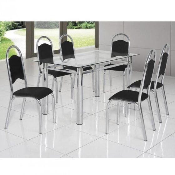 Imagem de Conjunto de Mesa Tampo Vidro com 6 Cadeiras Cris Premium Ciplafe
