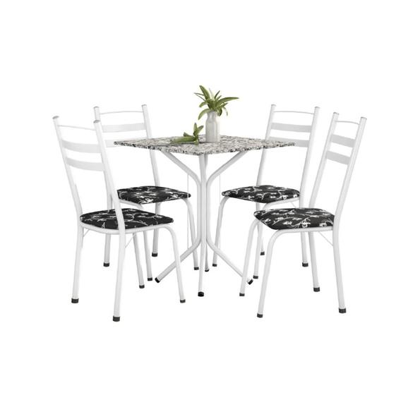 Imagem de Conjunto de Mesa Thais 0,70m com 4 Cadeiras Artefamol Granito / Branco