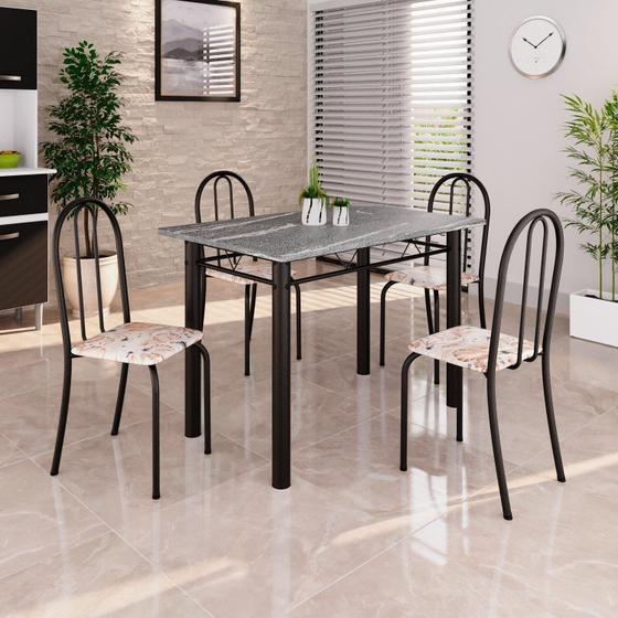 Imagem de Conjunto de Mesa Tubular 100cm X 60cm Tampo em Granito com 4 Cadeiras