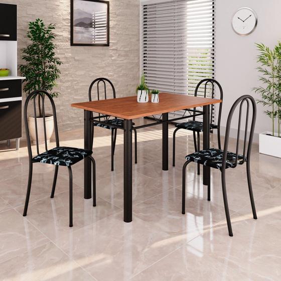 Imagem de Conjunto de Mesa Tubular 100x60cm Tampo em Mdf com 4 Cadeiras