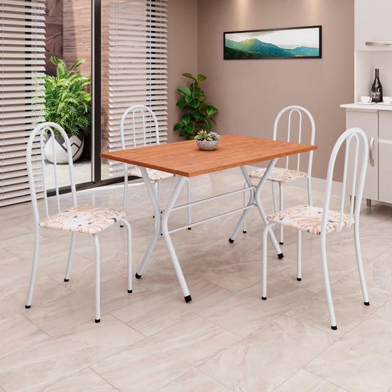 Imagem de Conjunto de Mesa Tubular 62 100x60cm Tampo em Mdf com 4 Cadeiras Ane B