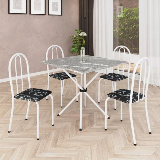 Imagem de Conjunto de Mesa Tubular 70x70cm com Tampo em Granito Topázio com 4 Cadeiras Analy 048 - Tudo de Móveis