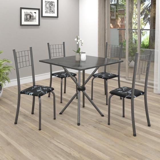 Imagem de Conjunto de Mesa Tubular 70x70cm Tampo em Ardósia com 4 Cadeiras Dany Soma Móveis