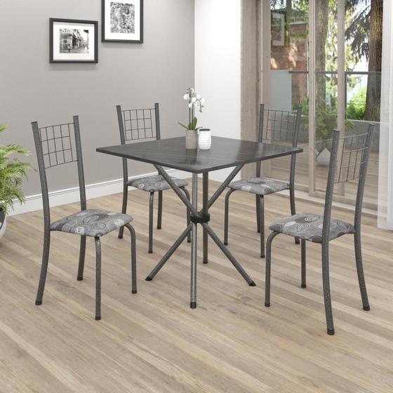 Imagem de Conjunto de Mesa Tubular 70x70cm Tampo em Ardósia com 4 Cadeiras Dany Soma Móveis