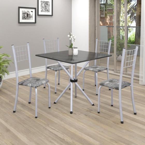 Imagem de Conjunto de Mesa Tubular 70x70cm Tampo em Ardósia com 4 Cadeiras Dany