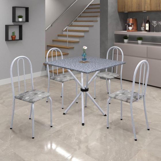 Imagem de Conjunto de Mesa Tubular 70x70cm Tampo em Granito com 4 Cadeiras Ane B Soma Móveis