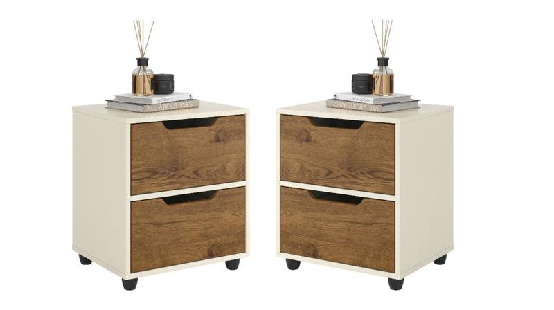 Imagem de Conjunto de Mesas de Cabeceira Classic Prime: Elegância e Conforto para seu Quarto Várias Cores