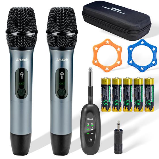 Imagem de Conjunto de Microfone Sem Fio AFUOO W60 Pro - 2,4 GHz, Dual-Mic, Alcance de 60m