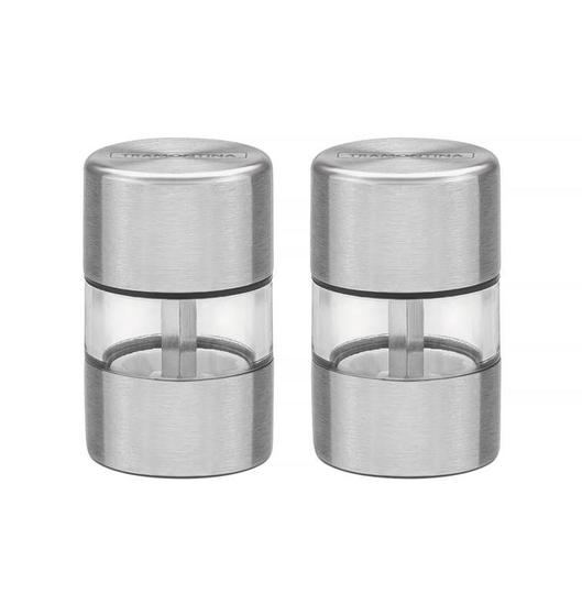 Imagem de Conjunto de moedores para sal e pimenta aço inox e acrílico c/ moinho em cerâmica 2 peças tramontina