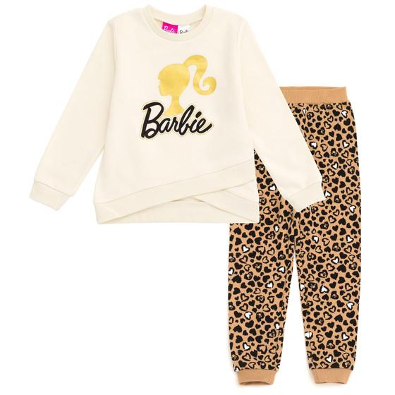 Imagem de Conjunto de Moletom Barbie Big Girls - Moletom Cruzado e Calças de Corrida com Estampa de Chita (10-12 anos)