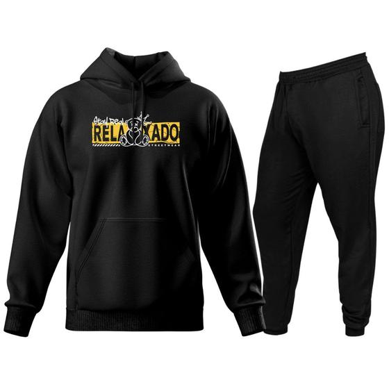 Imagem de Conjunto de Moletom Blusa de Frio Canguru Capuz Calça Jogger Estampado