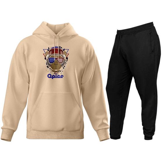 Imagem de Conjunto de Moletom Blusa de Frio Canguru Capuz Calça Jogger Opice