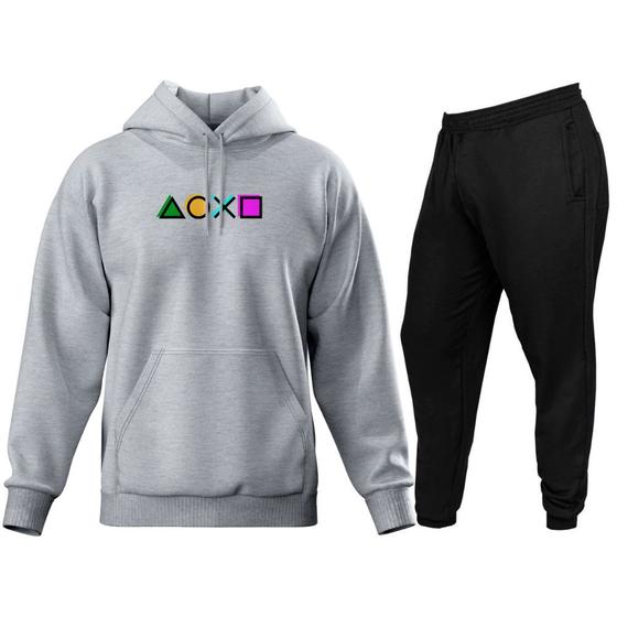 Imagem de Conjunto de Moletom Blusa de Frio Canguru Capuz Calça Jogger