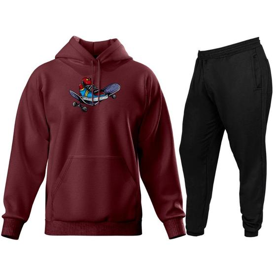 Imagem de Conjunto de Moletom Blusa de Frio Canguru Capuz Calça Jogger