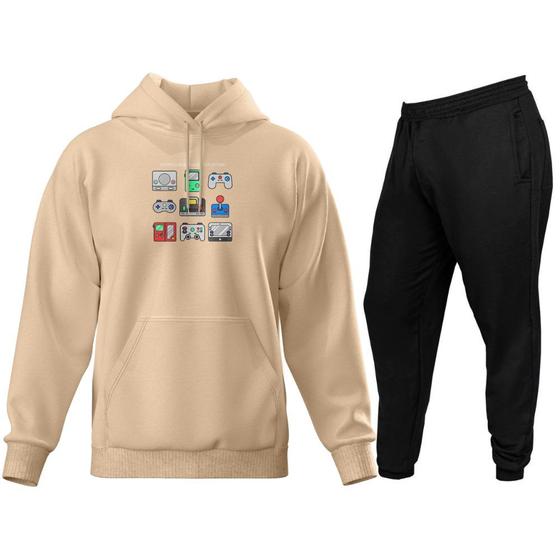 Imagem de Conjunto de Moletom Blusa de Frio Canguru Capuz Calça Jogger Relaxado