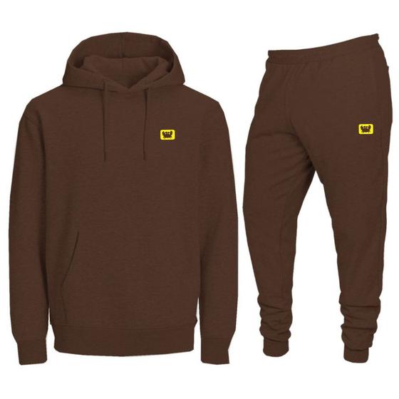 Imagem de Conjunto de Moletom Casual Masculino 2 pçs Blusa de Frio Canguru e Calça Jogger Flanelada