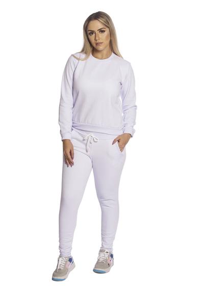 Imagem de Conjunto de Moletom Fechado Amanda Block Basico Liso Flanelado com Punhos