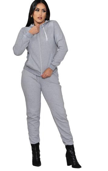 Imagem de Conjunto de moletom feminino Canguru Agasalho Blusa e calça de frio