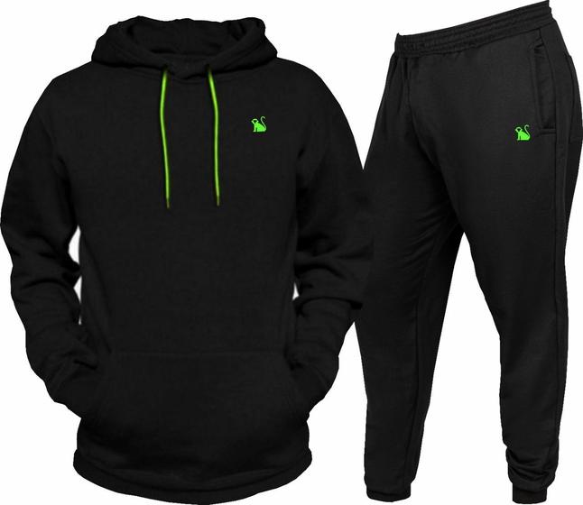 Conjunto de Moletom Flanelado Inverno Blusa E Calça Masculina