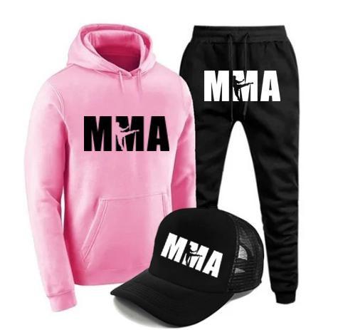 Imagem de Conjunto de Moletom para o Frio Calça + Blusa com Capuz + Boné com capuz MMA Academia Varias Cores