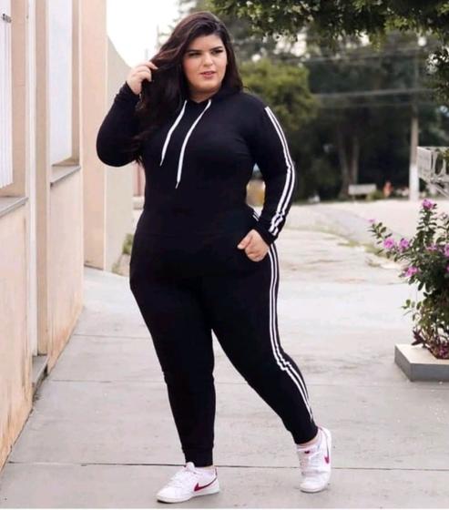 Imagem de Conjunto de Moletom Plus Size Tamanho Grande Com Capuz