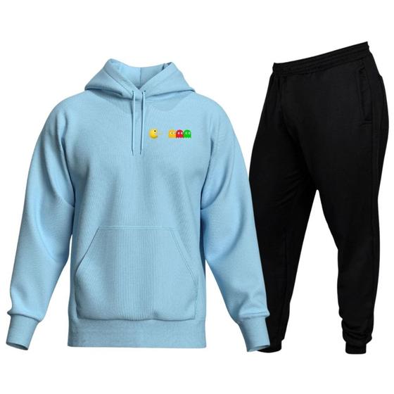 Imagem de Conjunto de Moletom Preto Blusa Canguru Calça Jogger Estampa Game