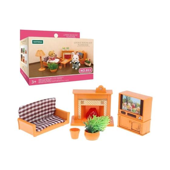 Imagem de Conjunto De Móveis Para Casa De Bonecas Em Miniatura Para Meninas, Animais Da Floresta, Família,