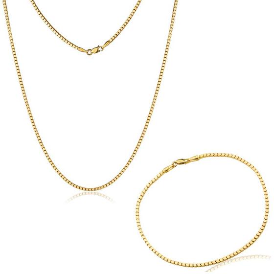 Imagem de Conjunto de Ouro 18k Milano Chain Pulseira e Cordão