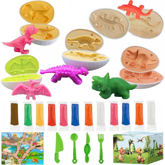 Imagem de Conjunto de Ovos de Dinossauro Playdough Iceacrin - Brinquedo de Páscoa para Crianças de 4 a 8 Anos