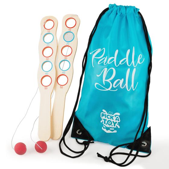 Imagem de Conjunto de paddleball PICK A TOY Wood com jogo Catch & Toss Ball