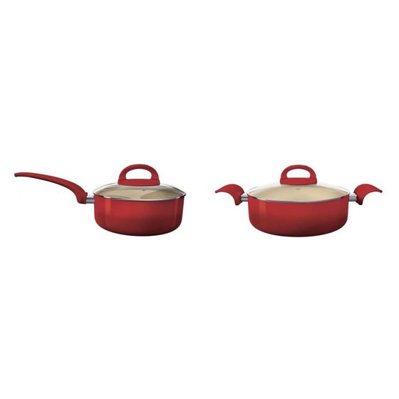 Imagem de Conjunto de Panela 18cm e Caçarola 3,2L MadeiraMadeira 402915 Vermelho