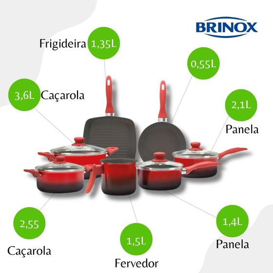 Imagem de Conjunto De Panelas 7 Peças Ceramic Life Easy Brinox - Vermelho